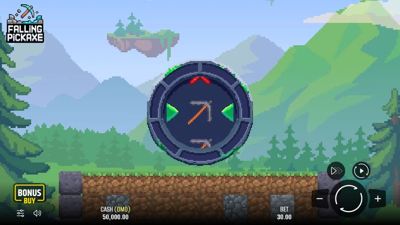Falling Pickaxe reel at rest before a spin